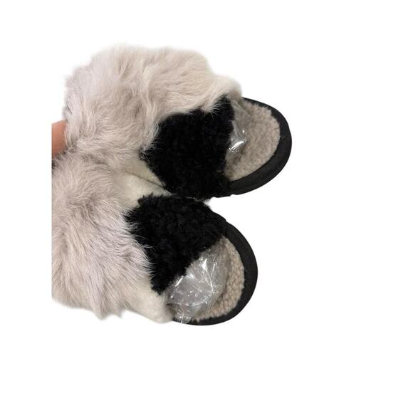 Ugg Australia Patchwork Fluff Slipper Slide Sheepskin Gray Black Womens 9 - Picture 6 of 9
